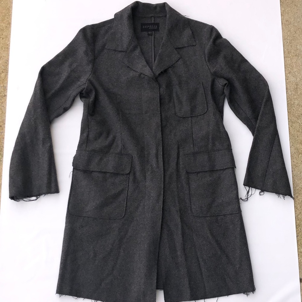 Express Large gray wool coat Distressed edge